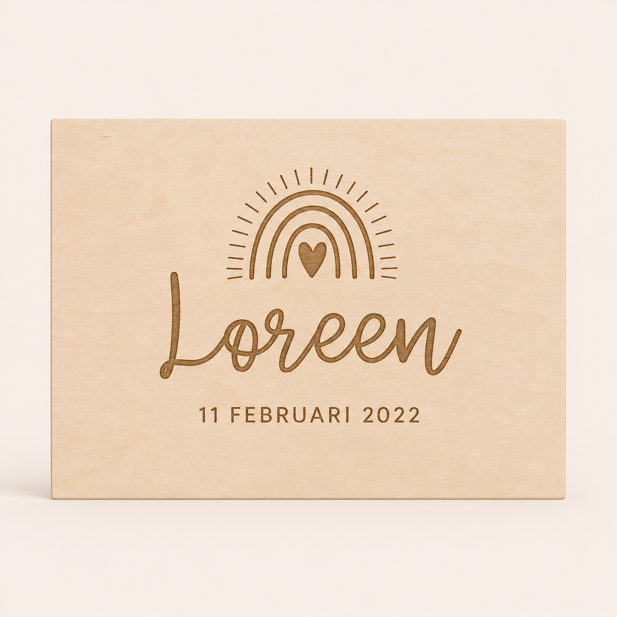 Memorybox met naam en regenboog persoonlijk gegraveerd