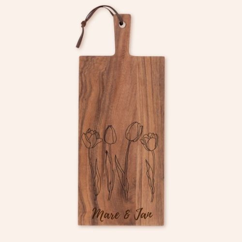 Teakhouten plank gegraveerd