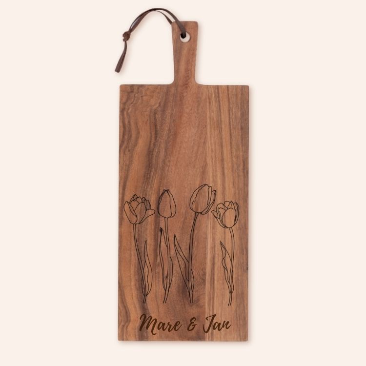 Teakhouten plank gegraveerd