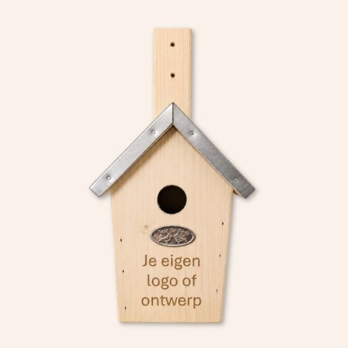 Vogelhuisje gegraveerd met eigen logo of ontwerp