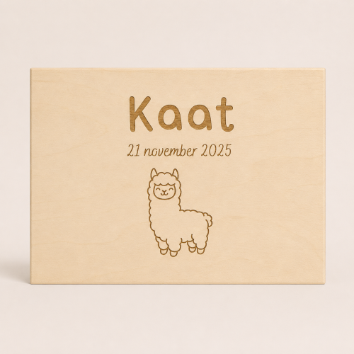 Memorybox met alpaca en naam persoonlijk gegraveerd Van BRIES
